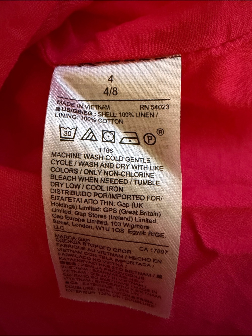 Gap Hot Pink 100% Linen Tie-Strap Mini Dress NWT 4 - Picture 5 of 5